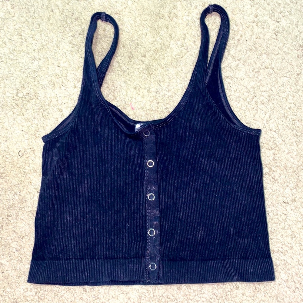 Button up navy tank top